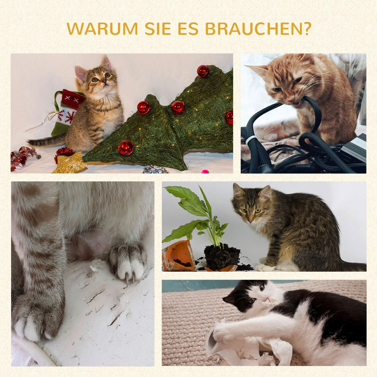 PawHut Katzenbaum grau Sisal B/H/L: ca. 48x104x48 cm Katzenbaum - grau (48,00/48,00/104,00cm) - PawHut