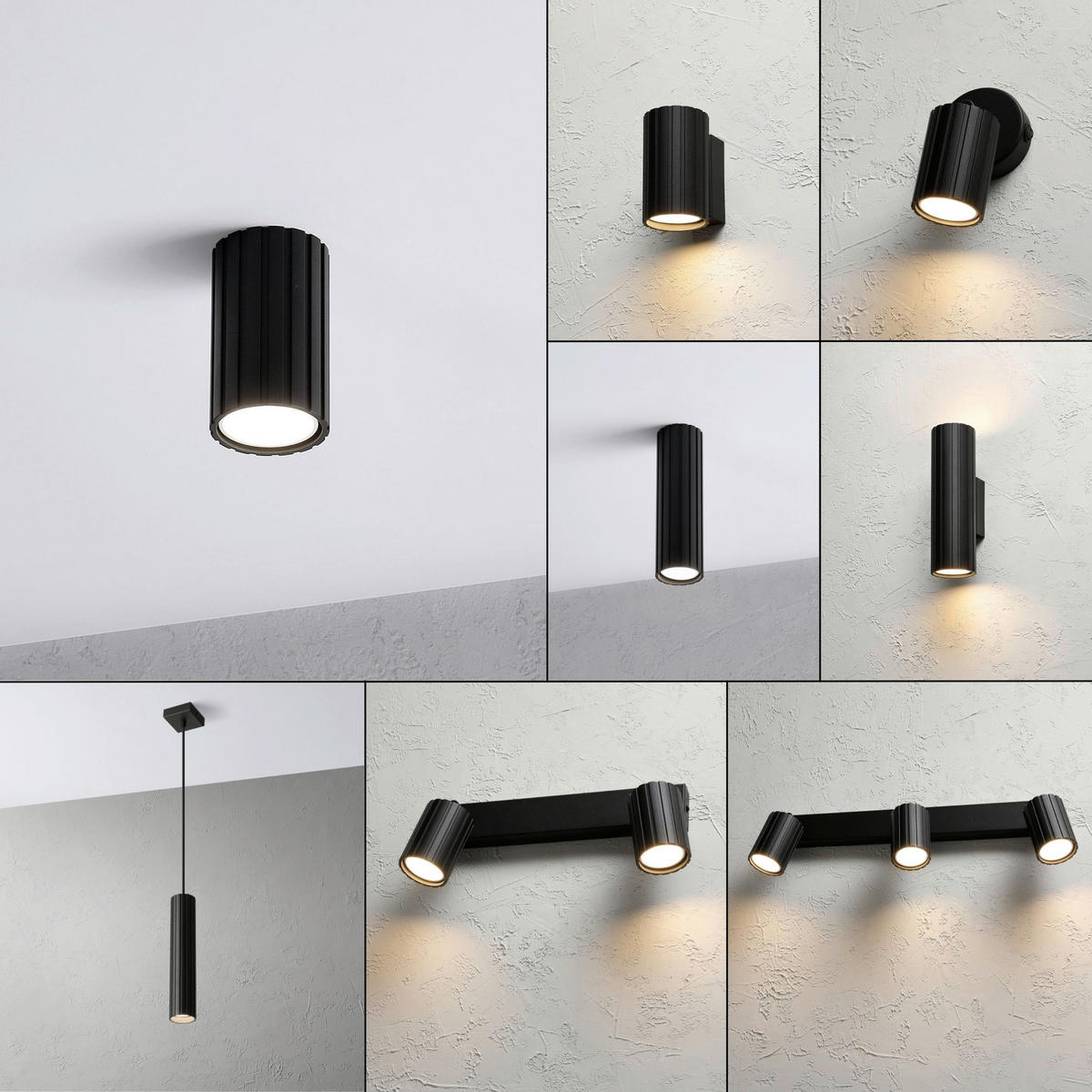 Lamkur Strahler schwarz Stahl B/H/L: ca. 6,5x10x6,5 cm 1 Brennstellen Prisma - schwarz (6,50/6,50/10,00cm) - Lamkur