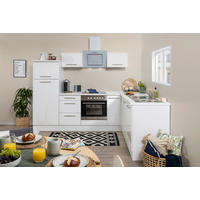 Respekta Winkelküche Amanda weiß Hochglanz B/H/T: ca. 260x200x60 cm Amanda - weiß/Edelstahloptik (260,00/200,00/60,00cm) - Respekta