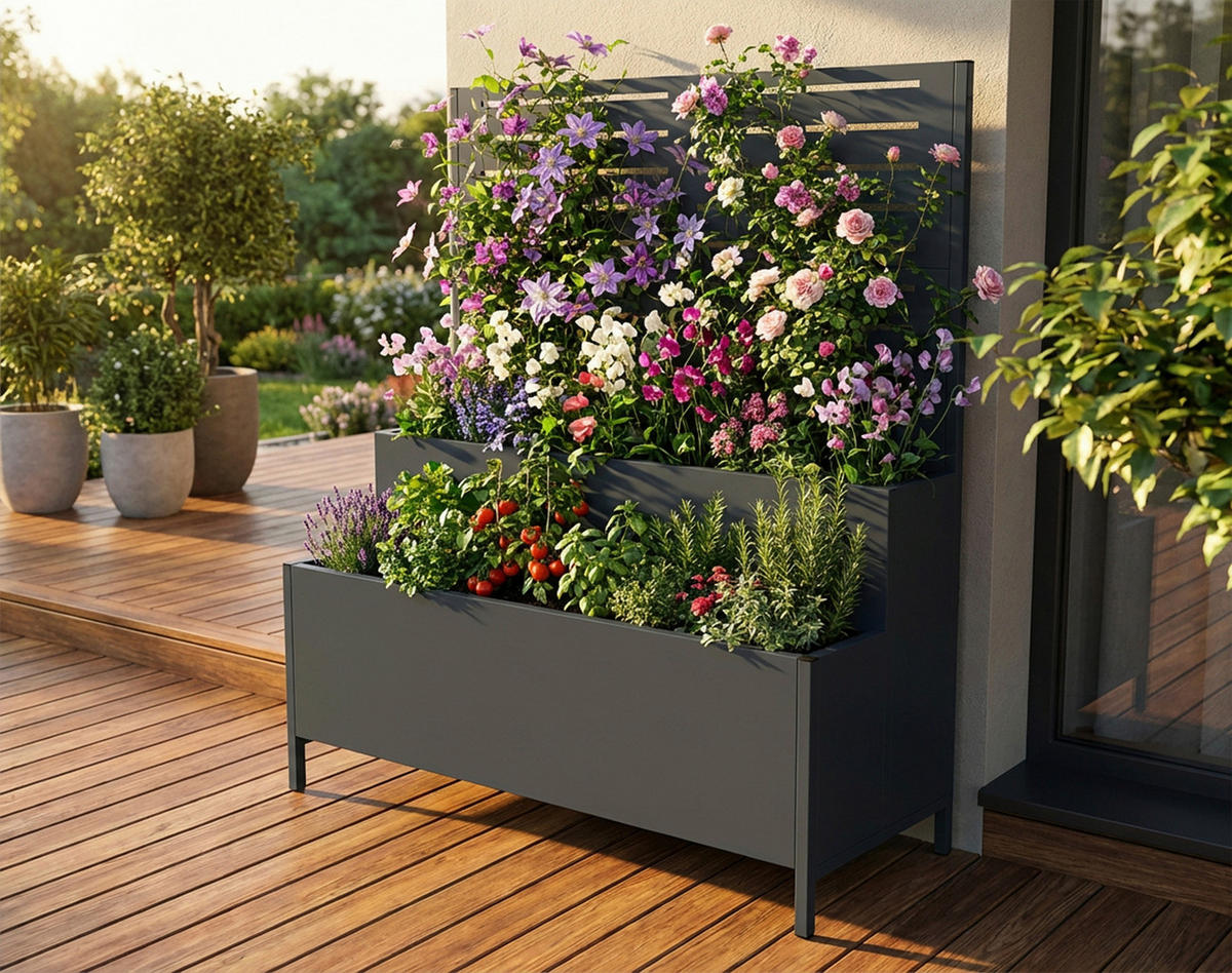 Westmann Pflanzkasten Dekora anthrazit Stahl B/H/L: ca. 90x120x40 cm Dekora - anthrazit (40,00/90,00/120,00cm) - Westmann