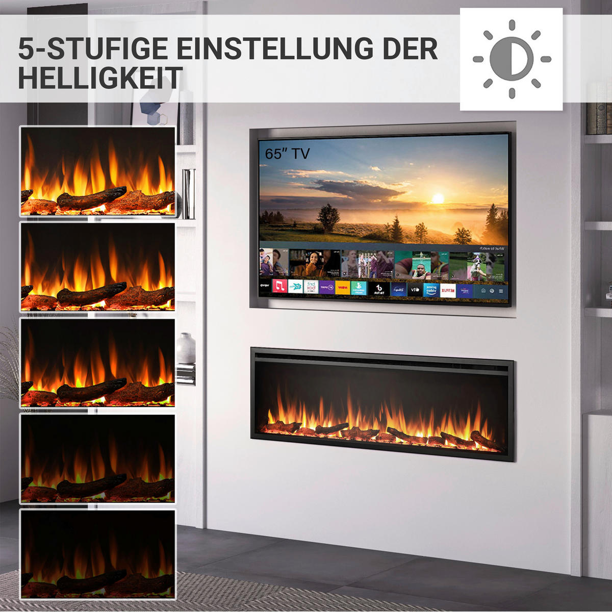 Balderia Elektrischer-Kamin Atlanta EF288B schwarz B/H/L: ca. 14,7x48x152,4 cm Elektro-Kamin Atalanta 60" - schwarz (152,40/14,70/48,00cm) - Balderia