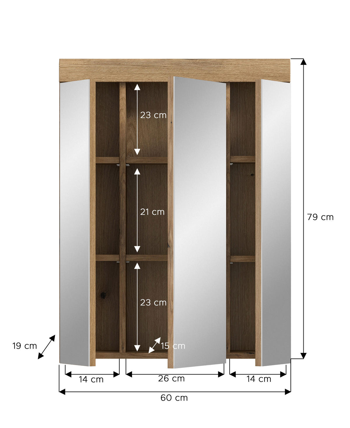 Spiegelschrank Scout Evoke Oak Nachbildung Spiegel B/H/T: ca. 60x79x18 cm Scout - (60,00/79,00/18,00cm) - xonox.home
