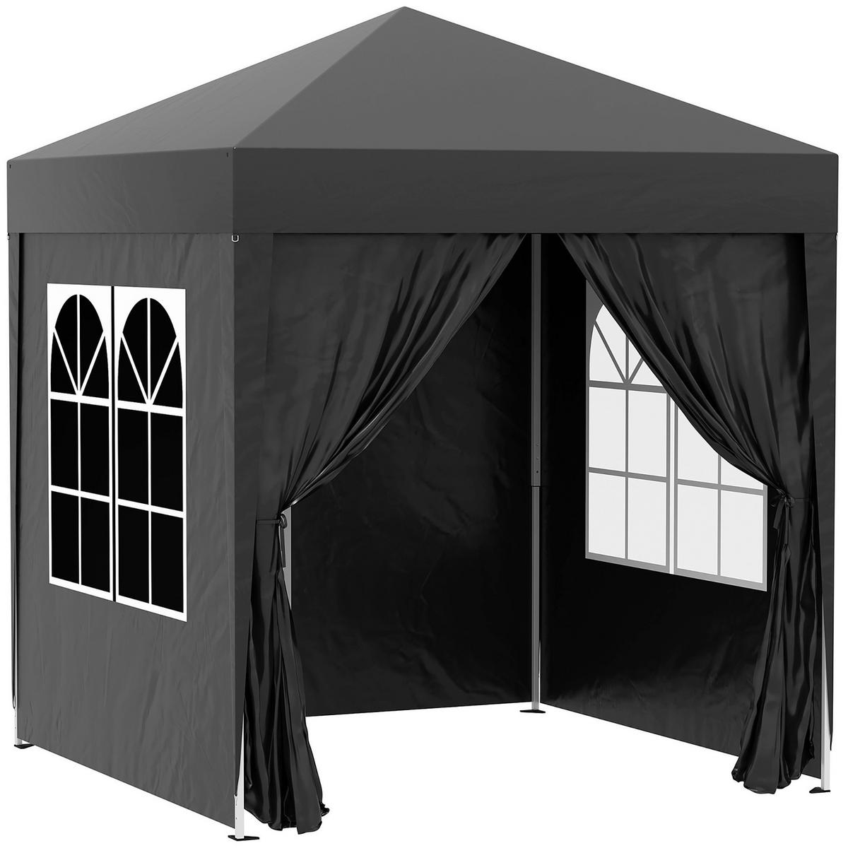 Outsunny Faltpavillon schwarz Stoff B/H/L: ca. 200x240x200 cm Faltpavillon - schwarz (200,00/200,00/240,00cm) - Outsunny