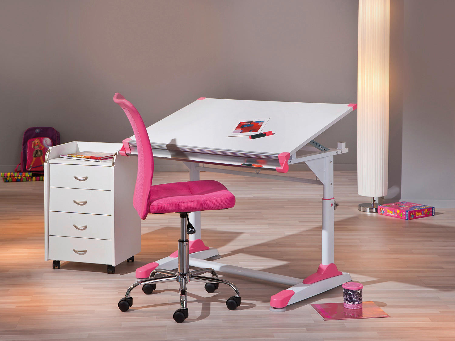 Schreibtisch 2Colorido weiß pink grün B/H/L: ca. 70,5x69,5x101 cm 2Colorido - pink/weiß (101,00/70,50/69,50cm) - Inter Link