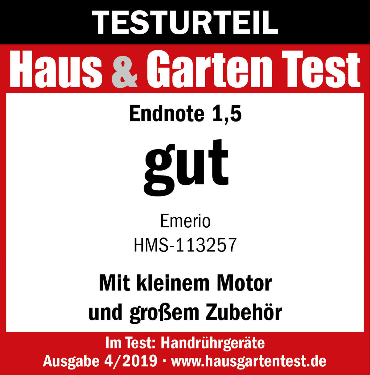 Emerio Handmixer HM-113257.11 weiß Edelstahl Kunststoff B/H/T: ca. 21,8x24,7x14,5 cm Handmixer HM-113257.11 - weiß (21,80/24,70/14,50cm) - Emerio