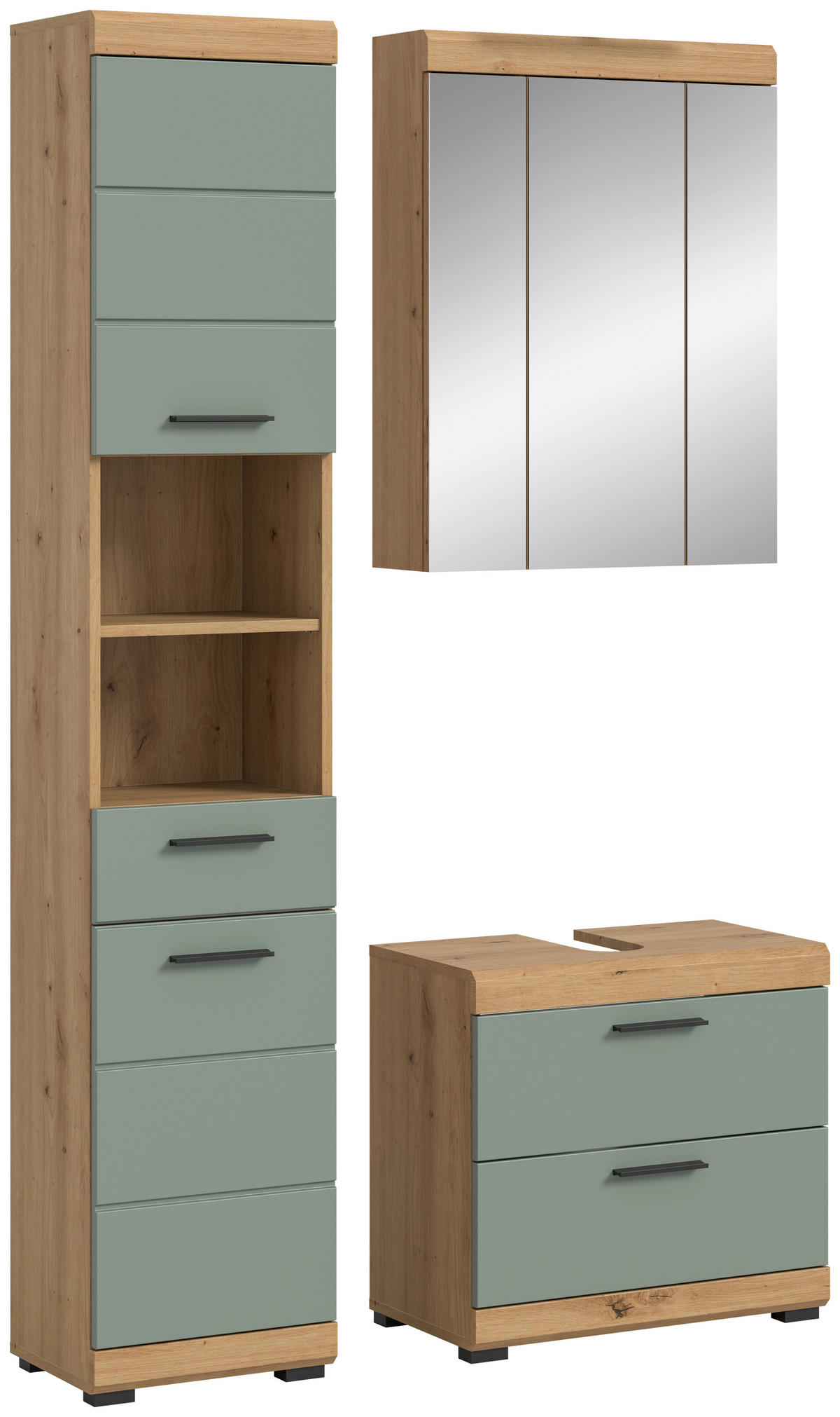 Badezimmer-Set Scout Eiche Artisan Nachbildung salbei Nachbildung B/H/T: ca. 112x191x37 cm Scout - Eiche/salbei (112,00/191,00/37,00cm) - xonox.home