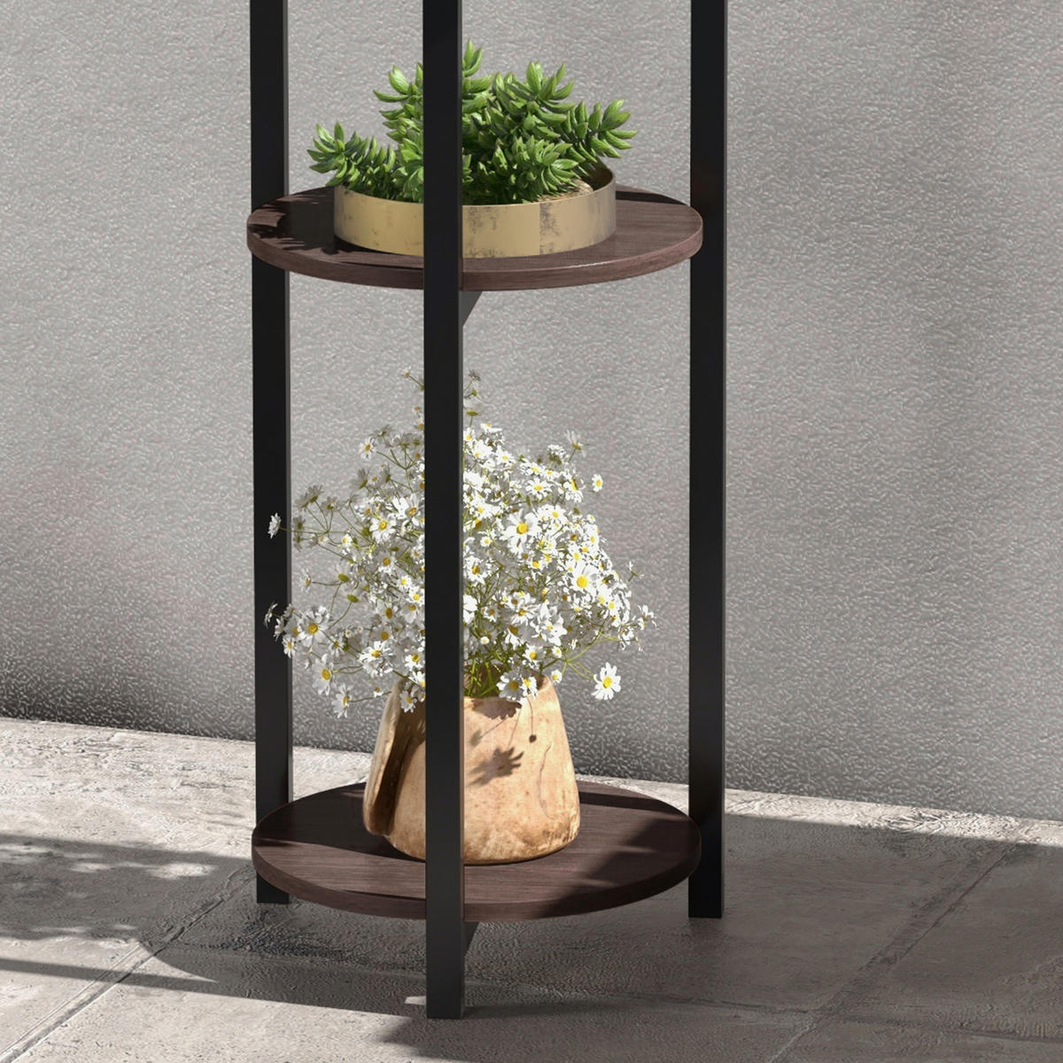 Outsunny Pflanzständer braun Holz B/H/L: ca. 28x28x87 cm Blumenständer - braun (87,00/28,00/28,00cm) - Outsunny