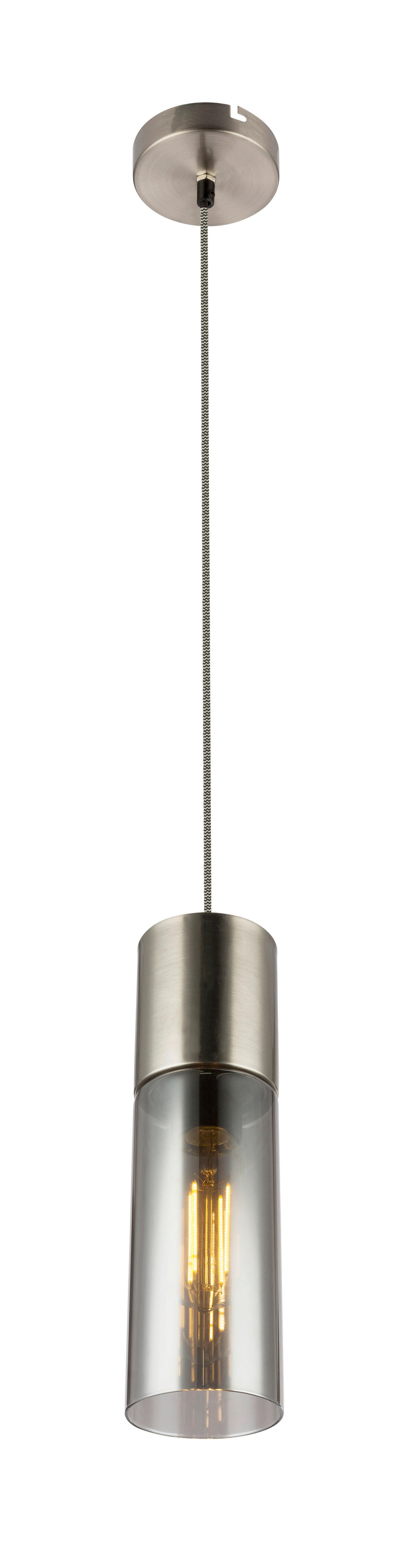 GLOBO Pendelleuchte nickel matt Glas Metall H/D: ca. 152,5x10,5 cm E27 1 Brennstellen ANNIKA - nickel matt (10,50/152,50cm) - GLOBO