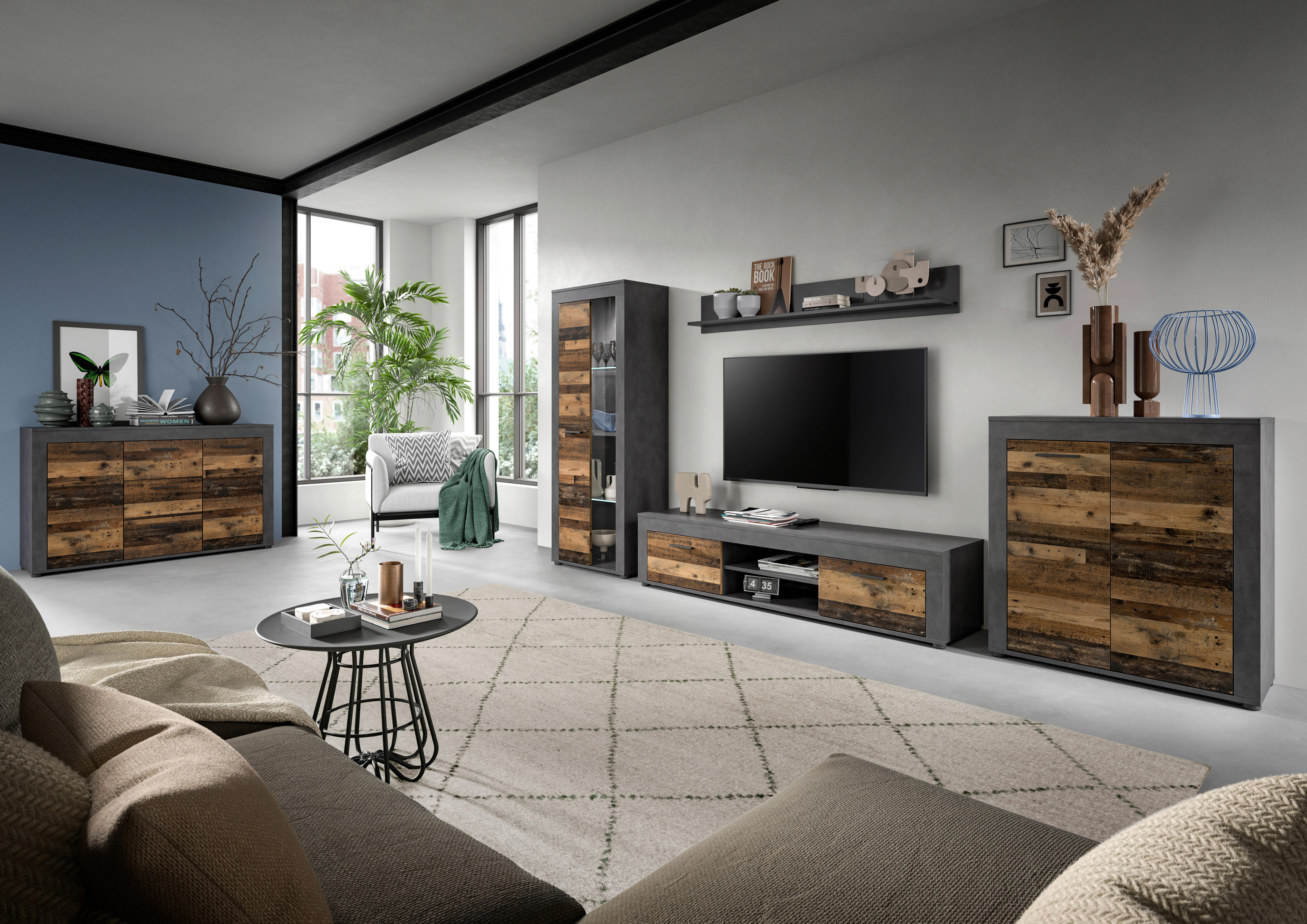 Thumbnail - Sideboard Jam Matera Nachbildung Old Wood Nachbildung B/H/T: ca. 80x125x35 cm