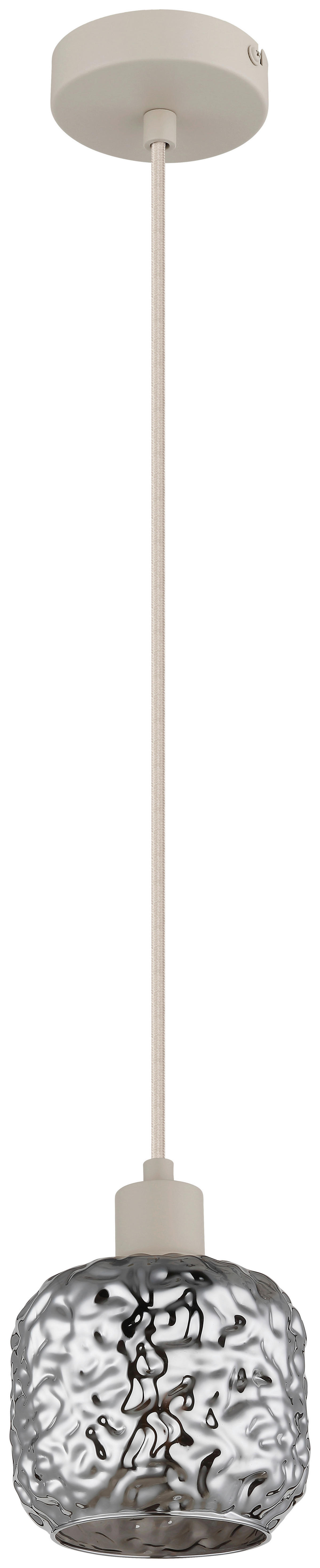 GLOBO Hängeleuchte Rauch beige Glas Metall B/H/L: ca. 18x24x18 cm E27 1 Brennstellen Hängeleuchte-Antonio - beige/Rauch (18,00/18,00/24,00cm) - GLOBO