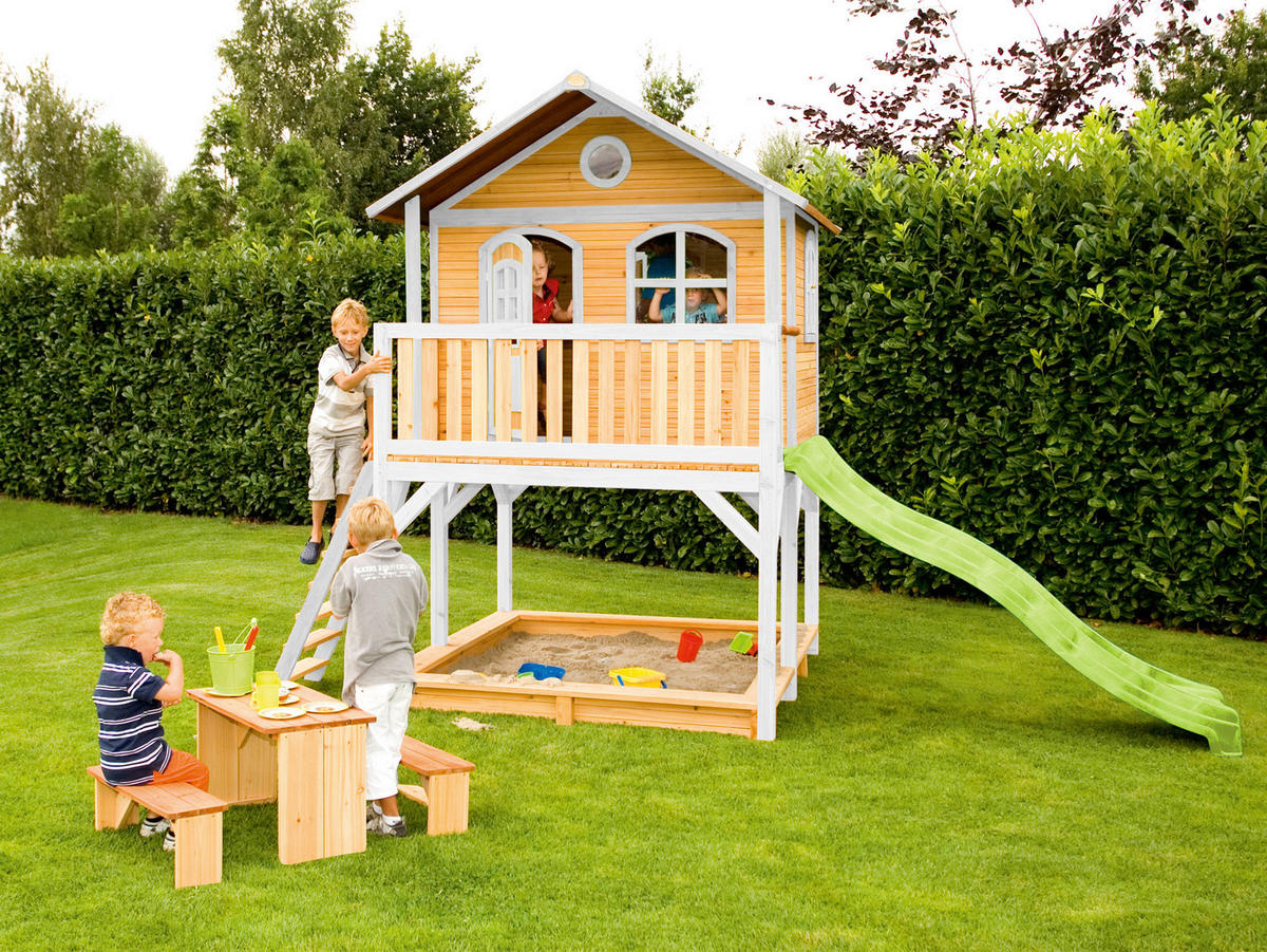 AXI Spielhaus Marc braun B/H/L: ca. 432x293x212 cm Marc - braun/weiß (212,00/432,00/293,00cm) - AXI