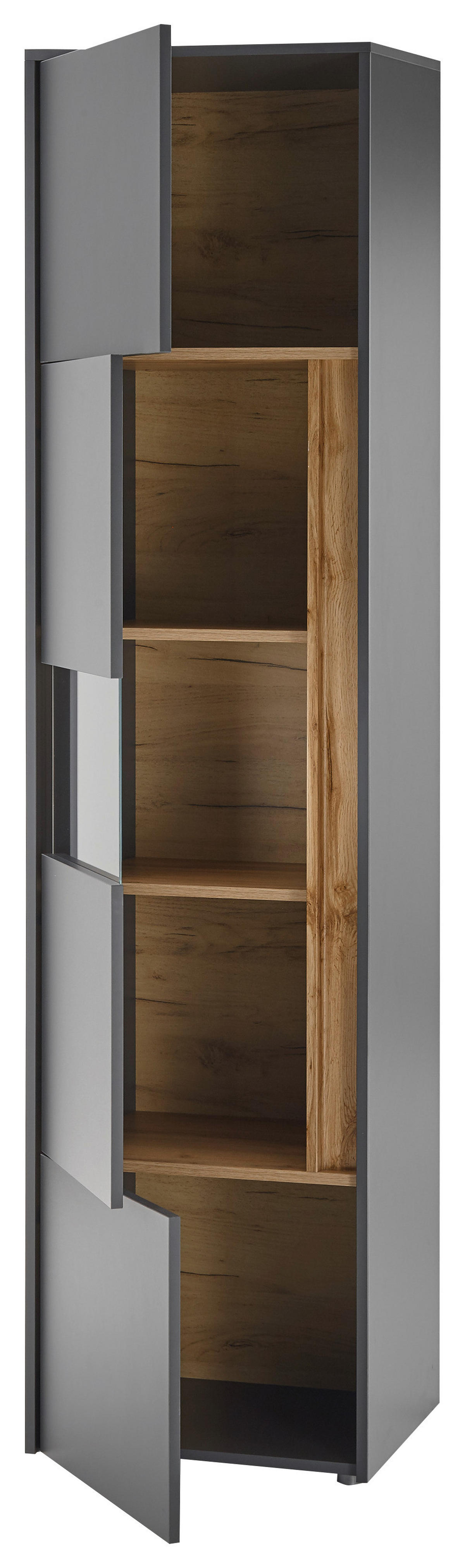 Standvitrine City Eiche Wotan Nachbildung anthrazit B/H/T: ca. 50x197x40 cm City - Eiche/anthrazit (50,00/197,00/40,00cm)