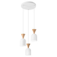 Lamkur Hängeleuchte Eiche weiß Stahl Holz B/H/L: ca. 34x100x34 cm E27 3 Brennstellen Nolan - Eiche/weiß (34,00/34,00/100,00cm) - Lamkur