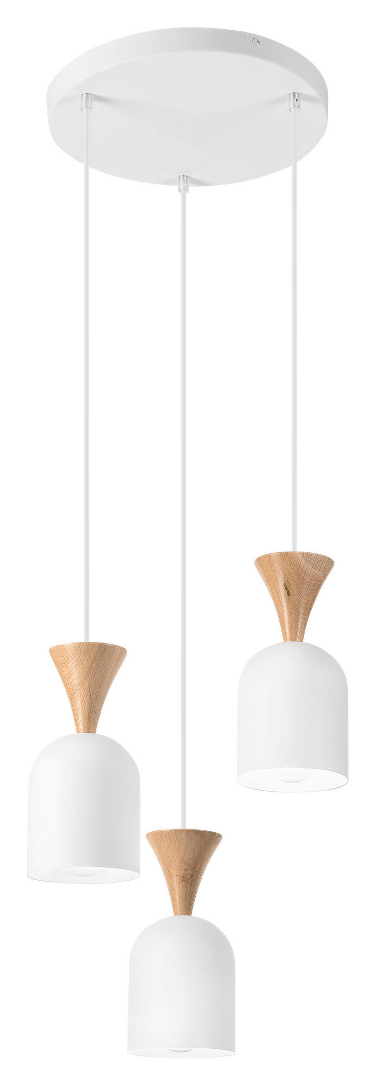 Lamkur Hängeleuchte Eiche weiß Stahl Holz B/H/L: ca. 34x100x34 cm E27 3 Brennstellen Nolan - Eiche/weiß (34,00/34,00/100,00cm) - Lamkur