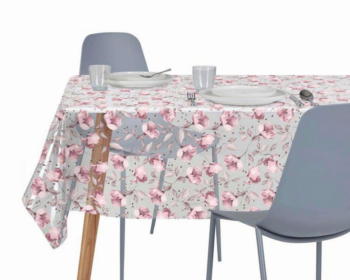 Abwaschbarer Tischbelag Fantasie Blüte transparent B: ca. 140 cm Fantasie Blüte - transparent (140,00cm)