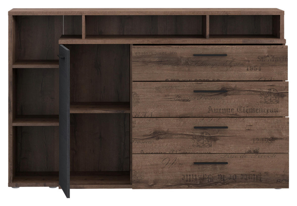 Sideboard  schlamm schwarz Eiche Nachbildung B/H/T: ca. 153,1x98,5x41,3 cm Jacky_Sideboard - Eiche/schlamm (153,10/98,50/41,30cm)