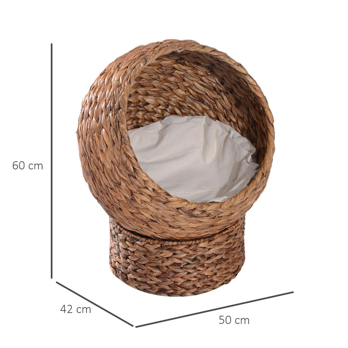 PawHut Katzenhaus natur Wasserhyazinthe H/L: ca. 60x42 cm Katzenhaus - natur (42,00cm) - PawHut