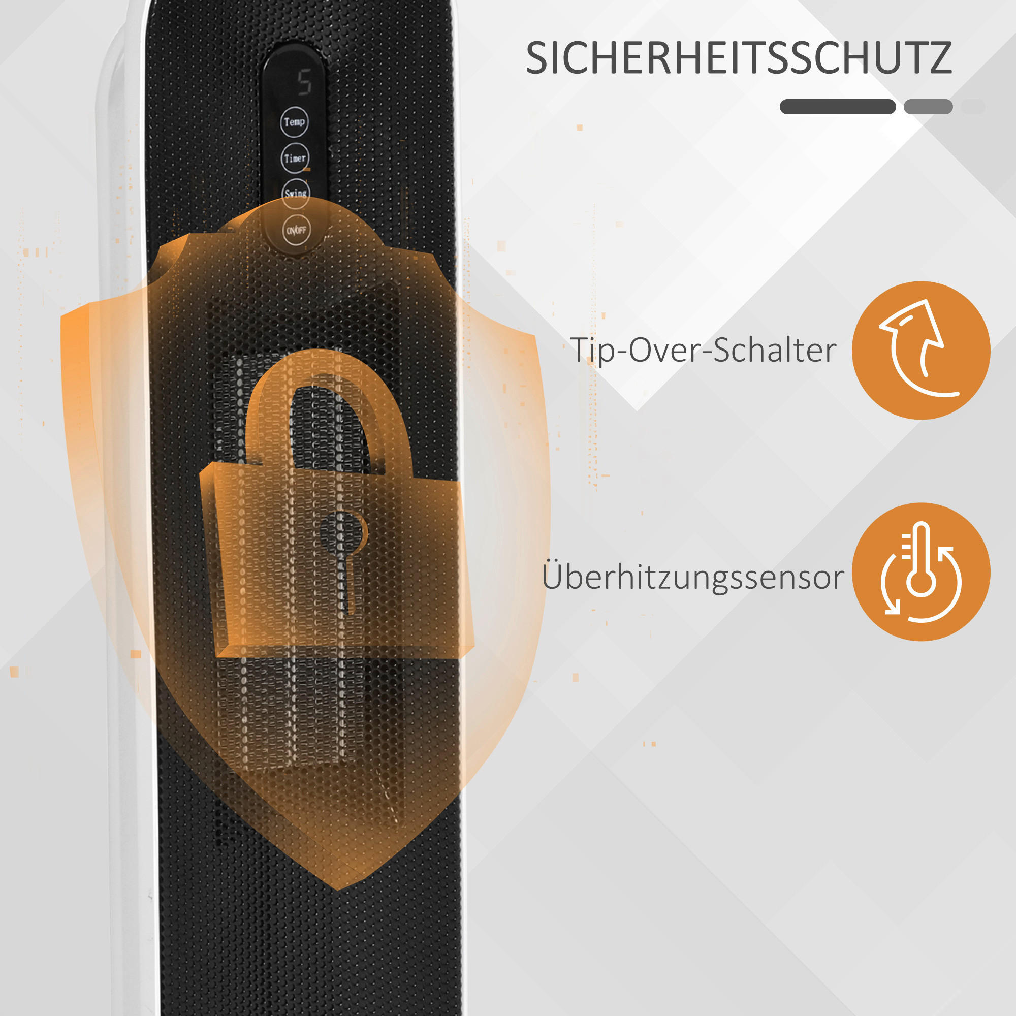 HOMCOM Heizlüfter weiß schwarz Polypropylen Edelstahl Metall B/H/L: ca. 21x21x63,5 cm Heizgerät - weiß/schwarz (63,50/21,00/21,00cm) - HOMCOM