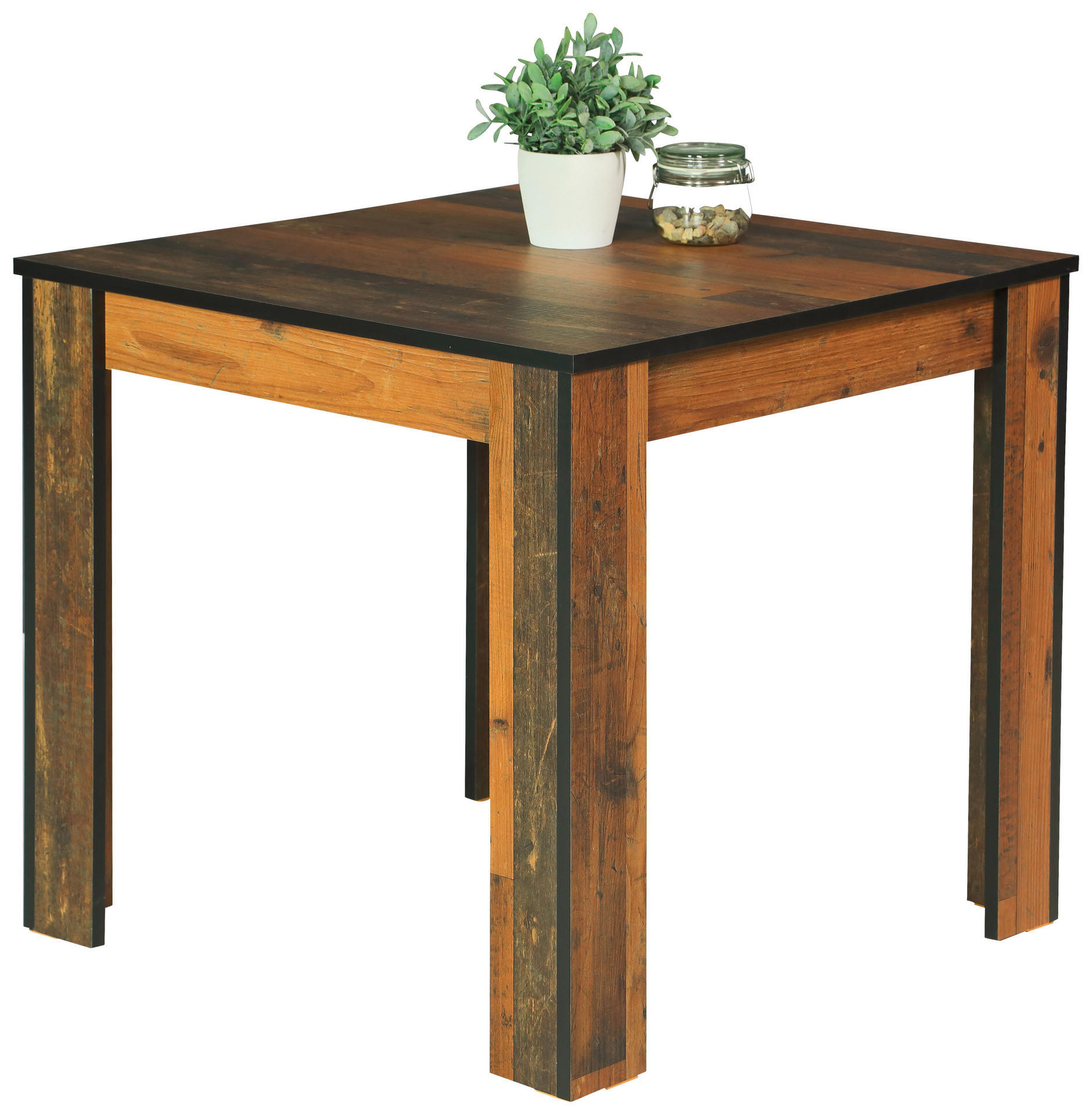 Esstisch Erika Old Wood Nachbildung schwarz B/H/T: ca. 80x76x80 cm Erika - schwarz (80,00/76,00/80,00cm)