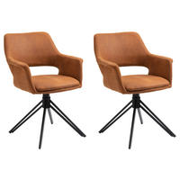 Stuhl ESTELLE  2er-Set braun Vintage schwarz Stoff Metall B/H/T: ca. 57x84x61 cm ESTELLE  2er-Set - braun/schwarz (57,00/84,00/61,00cm) - byLIVING
