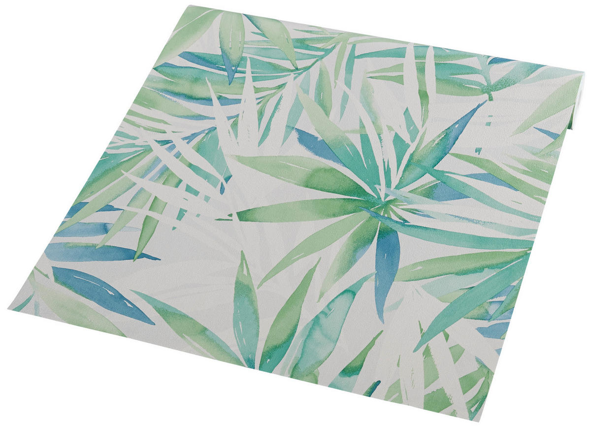 Vliestapete B/L: ca. 53x1005 cm Tapete 34125-1 Farn grün-blau - (53,00/1005,00cm)