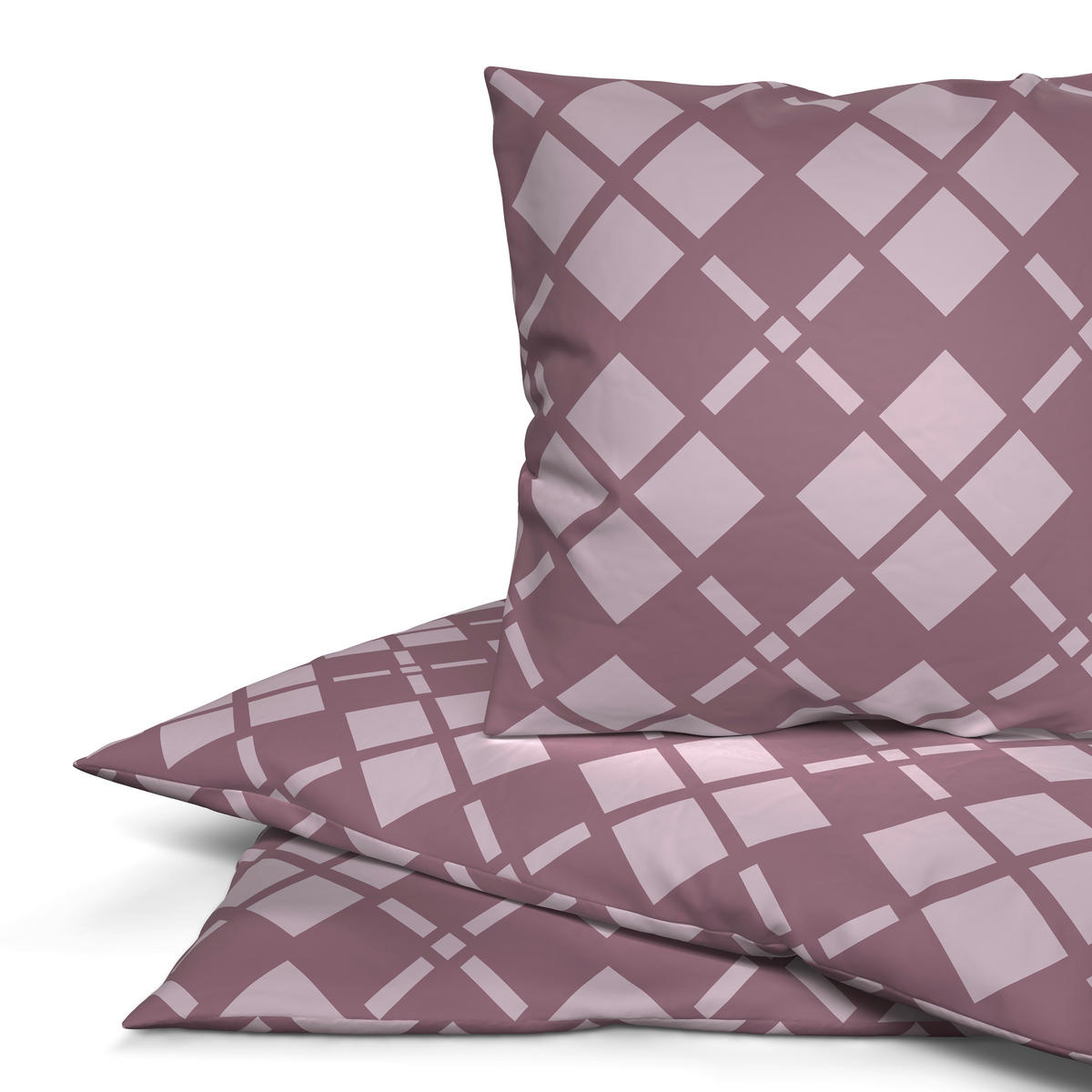 Microfaser Bettwäsche Fleece Bettwäsche_Fleece Karos 135x200cm - mauve (135,00/200,00cm)