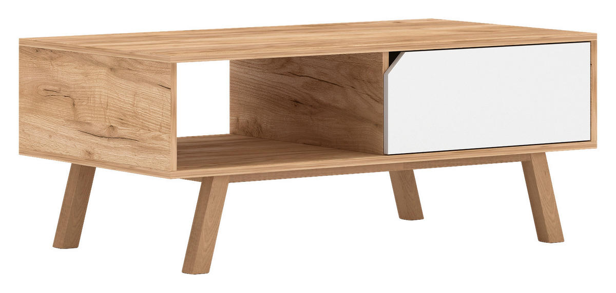 Couchtisch Tokio Craft Eiche Nachbildung weiß matt B/H/T: ca. 110x45x60 cm Tokio - weiß/Craft (110,00/45,00/60,00cm) - WIPMEB