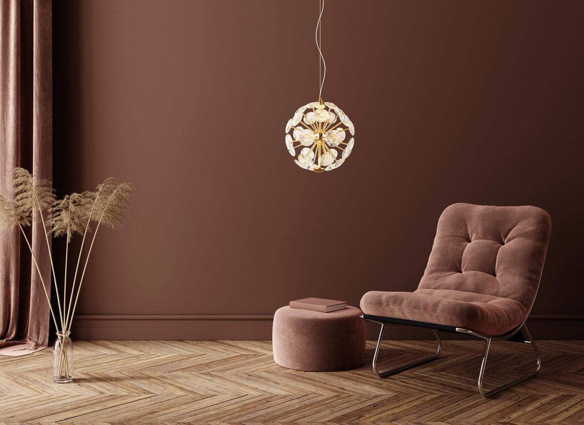 GLOBO Pendelleuchte klar gold Metall H/D: ca. 150x28 cm 1.0 Brennstellen Virina - klar/gold (28,00/150,00cm) - GLOBO