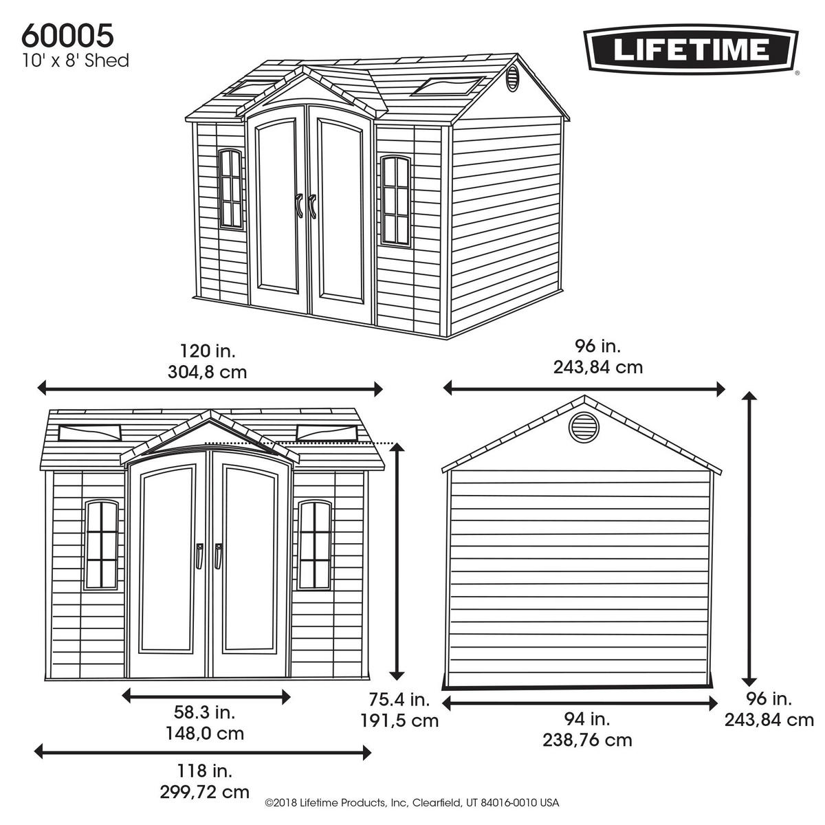 Lifetime Gartenhaus Sky Lichtgrau B/H/L: ca. 305x244x244 cm Sky - Lichtgrau (244,00/305,00/244,00cm) - Lifetime
