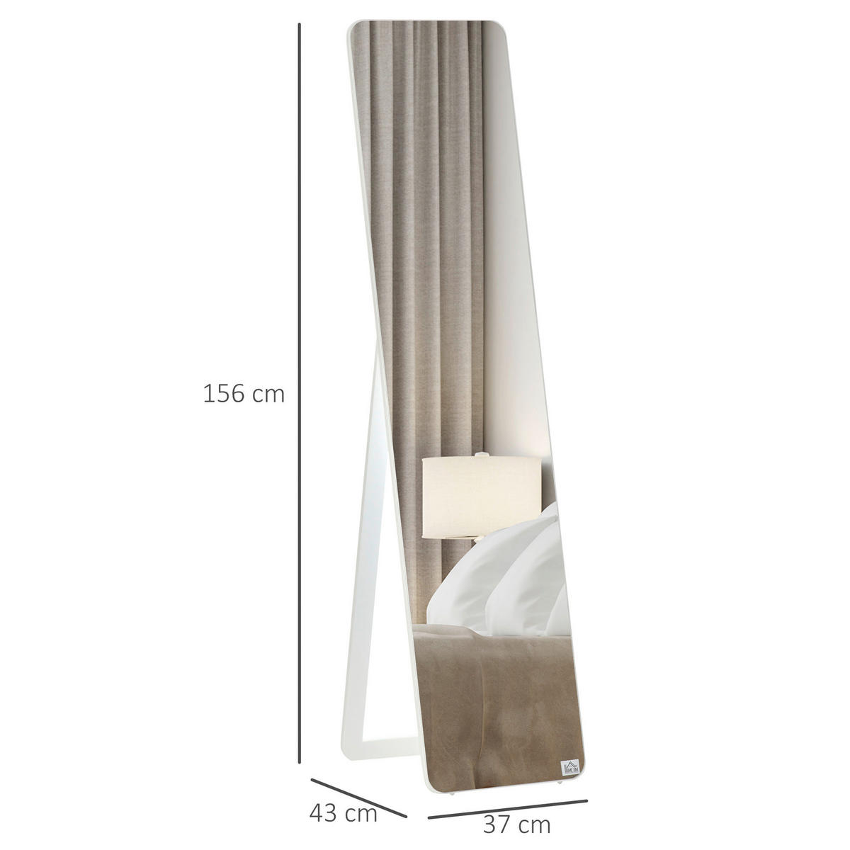 Standspiegel 831-390WT weiß Kiefer B/H/T: ca. 37x156x43 cm 831-390WT - weiß (37,00/156,00/43,00cm) - HOMCOM