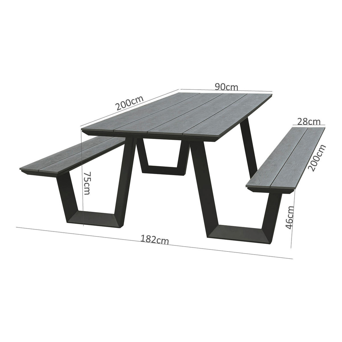 POCOline Gartensitzgruppe anthrazit Alu Gartenset_3tlg. - anthrazit/grau - POCOline