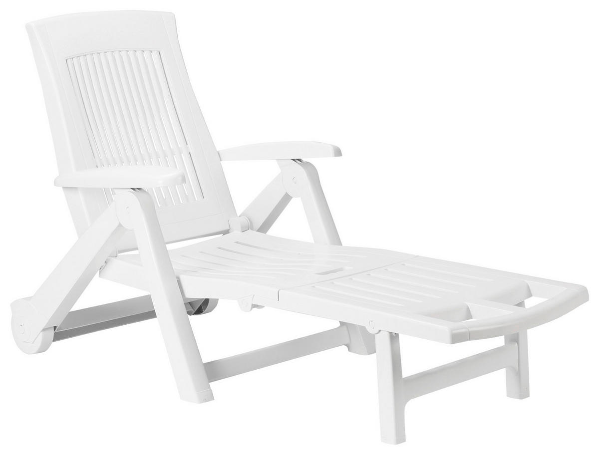 ProGarden Gartenliege weiß Kunststoff B/H/L: ca. 72x101x195 cm Gartenliege_Zircone - weiß (195,00/72,00/101,00cm) - ProGarden