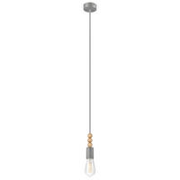 Lamkur Pendelleuchte SIMON 37387 silber Stahl Holz H/L: ca. 94x8 cm E27 1 Brennstellen Simon - silber (8,00cm) - Lamkur