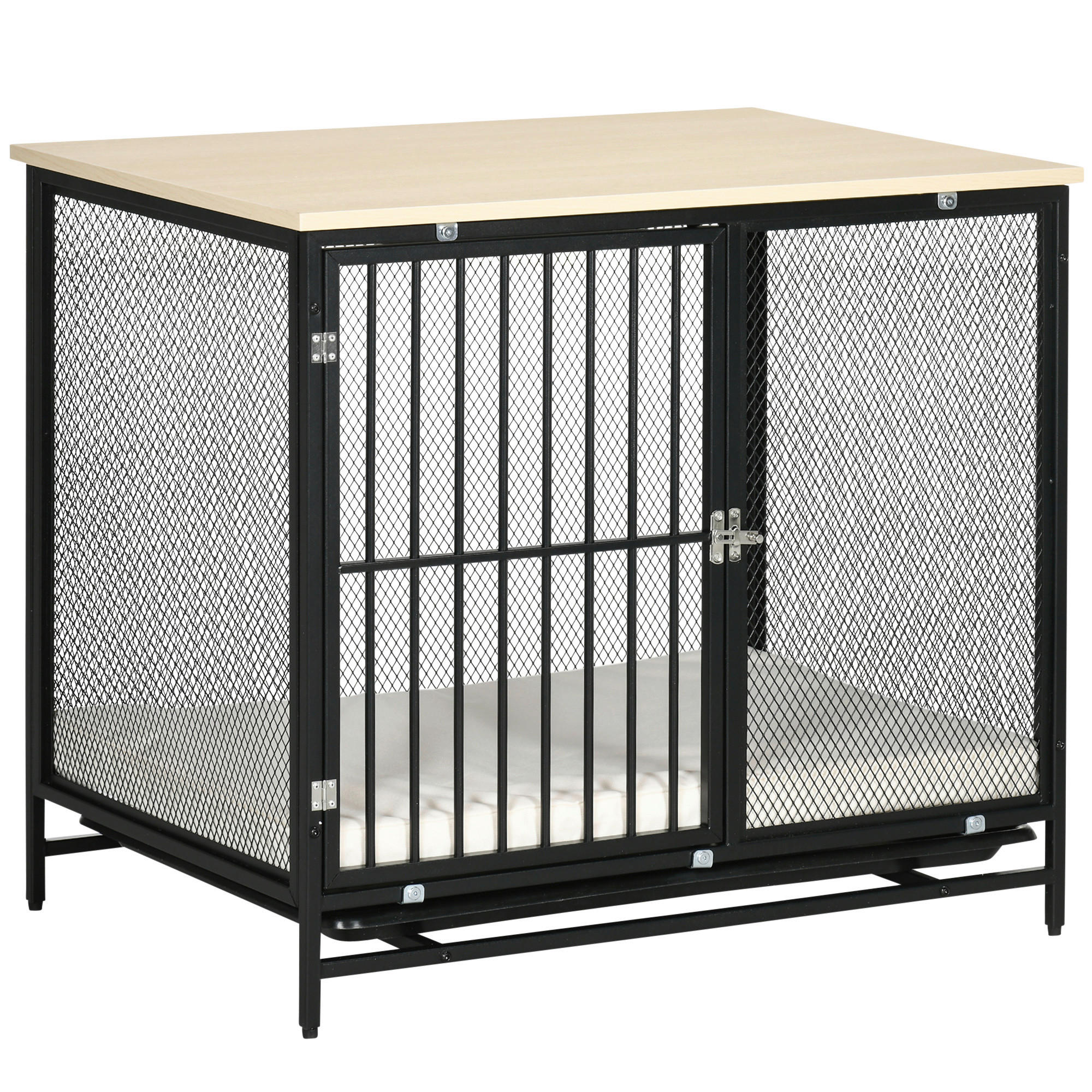 PawHut Hundekäfig Eiche PVC B/H/L: ca. 55x71x80 cm Hundekäfig - Eiche/schwarz (80,00/55,00/71,00cm) - PawHut