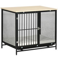 PawHut Hundekäfig Eiche PVC B/H/L: ca. 55x71x80 cm Hundekäfig - Eiche/schwarz (80,00/55,00/71,00cm) - PawHut