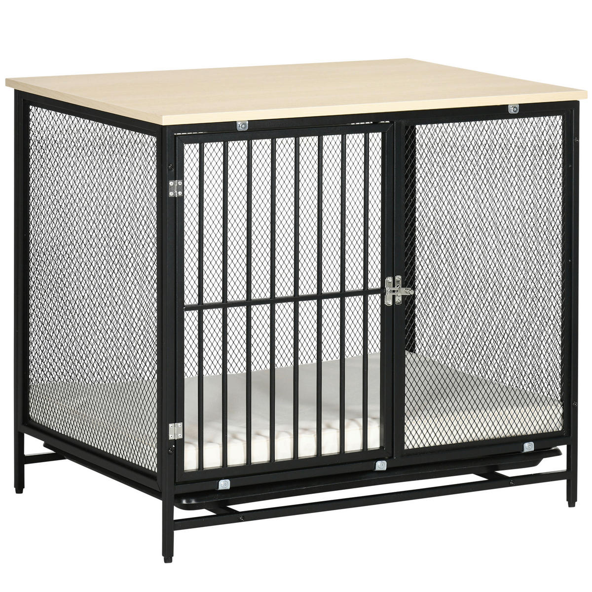 PawHut Hundekäfig Eiche PVC B/H/L: ca. 55x71x80 cm Hundekäfig - Eiche/schwarz (80,00/55,00/71,00cm) - PawHut