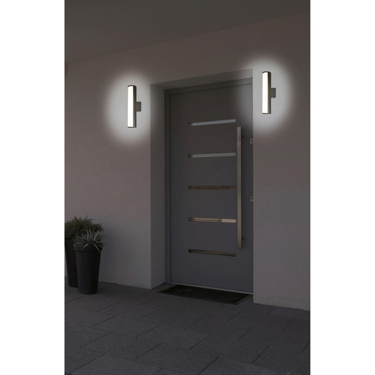 LED-Außenwandleuchte 1161997 dunkelgrau weiß B/H/T: ca. 30x6,5x9,5 cm LED Außenwandleuchte Flair mit LED - weiß/dunkelgrau (30,00/6,50/9,50cm) - Näve Leuchten