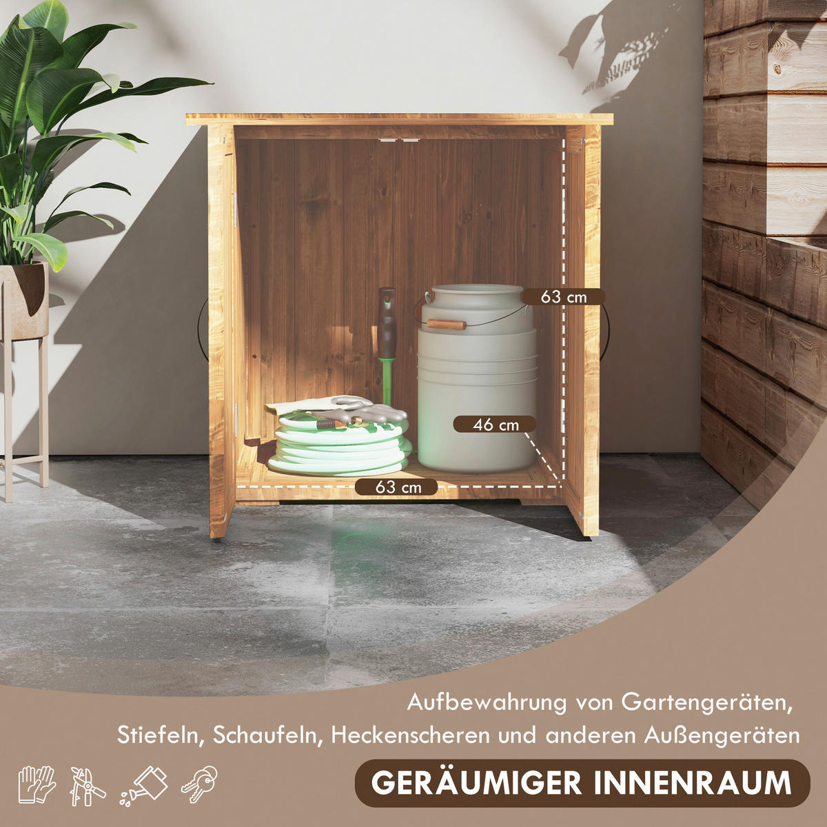 Outsunny Gartenschuppen braun Holz B/H/L: ca. 55x72x77 cm Gartenschuppen - braun (77,00/55,00/72,00cm) - Outsunny