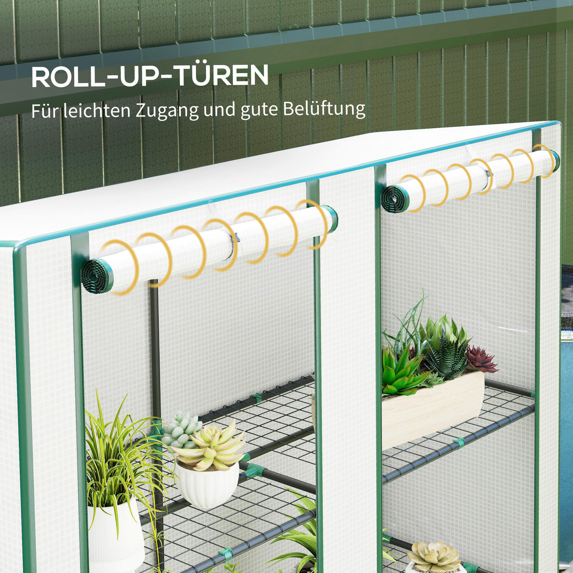 Outsunny Gewächshaus B/H/L: ca. 48x152x144 cm Gewächshaus - weiß (144,00/48,00/152,00cm) - Outsunny