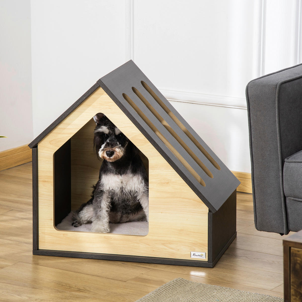 PawHut Hundehütte braun MDF B/H/L: ca. 40x59,2x60 cm Hundehütte - braun (60,00/40,00/59,20cm) - PawHut