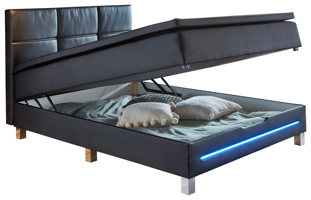 Boxbett Catania schwarz Kunstleder Catania - schwarz (140,00/60,00/211,00cm)
