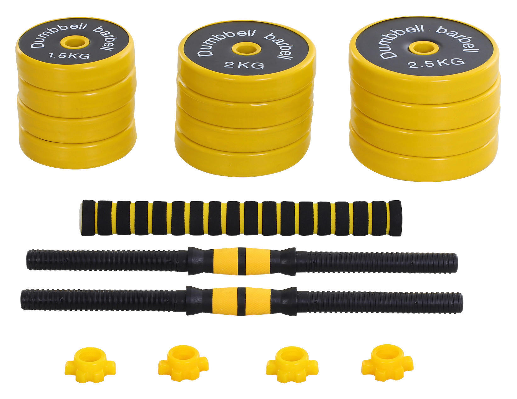 HOMCOM Hantelset 2in1 gelb Eisen B/H/L: ca. 19,5x19,5x152 cm Hantelset_2in1 - gelb/schwarz (152,00/19,50/19,50cm) - HOMCOM