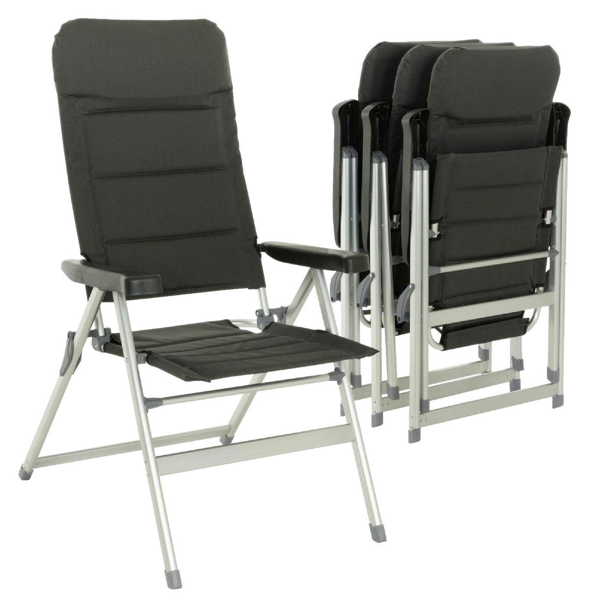 VCM Campingstuhl-Set grau Polyester-Mischgewebe B/H/T: ca. 63x122x58 cm Campingstuhlset - grau (63,00/122,00/58,00cm) - VCM