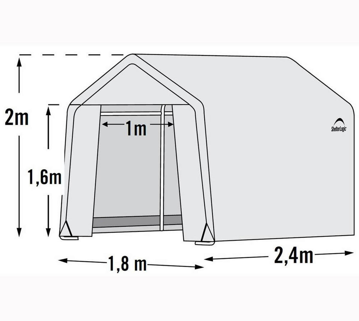 ShelterLogic Gewächshaus 4,32m² B/H/L: ca. 180x200x240 cm 4,32m² - weiß (240,00/180,00/200,00cm) - ShelterLogic