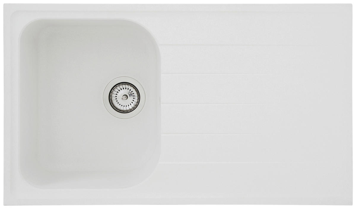 Respekta Einbauspüle Orlando 86 x 50 W weiß Granitverbundmaterial B/H/T: ca. 86x20,9x50 cm Orlando 86 x 50 W - weiß (86,00/20,90/50,00cm) - Respekta