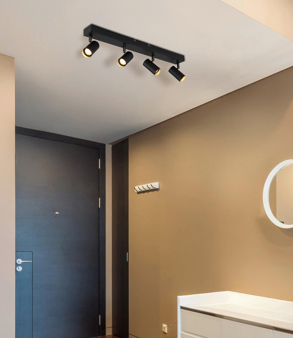 GLOBO Strahler schwarz Chrom Aluminium Metall B/H/L: ca. 7x57x12 cm 4 Brennstellen Strahler-Este - schwarz/Chrom (12,00/7,00/57,00cm) - GLOBO