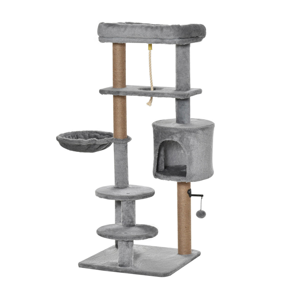 PawHut Kratzbaum hellgrau Spanplatte B/H/L: ca. 48x48x120 cm Kratzbaum - hellgrau (120,00/48,00/48,00cm) - PawHut