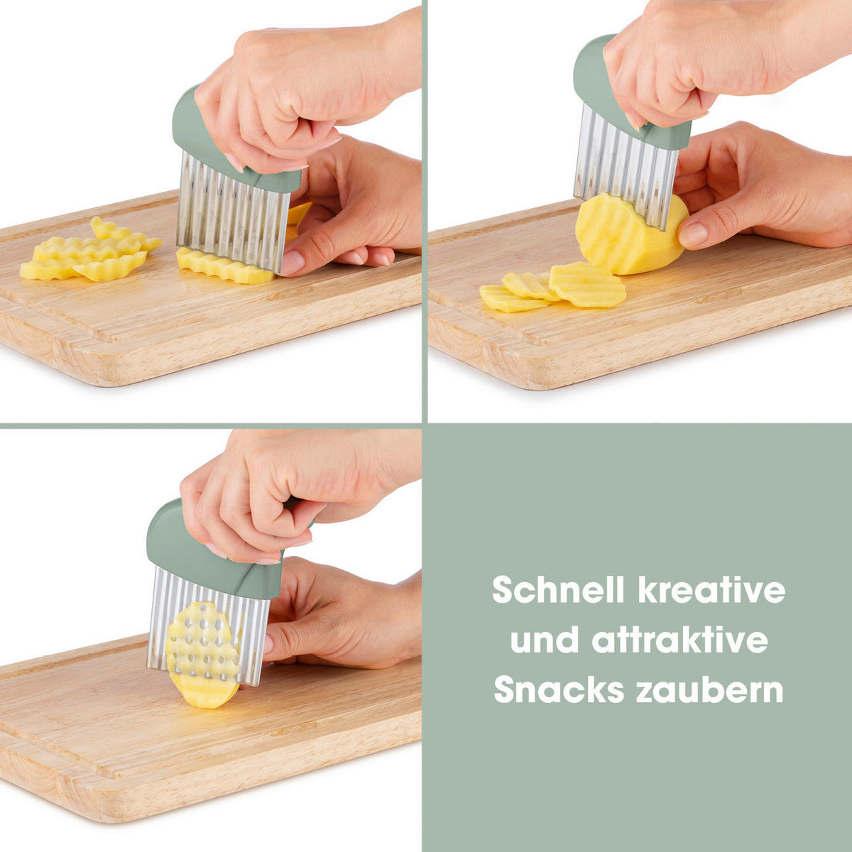 GOURMETmaxx Haushaltshelfer grün Kunststoff Wellenschneider_GOURMETmaxx - grün - GOURMETmaxx