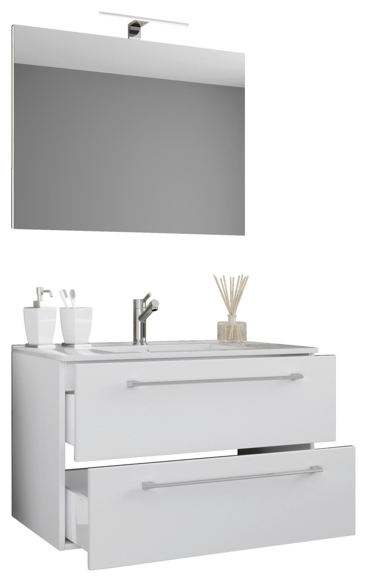 Waschplatz 3tlg-Badinos weiß weiß B/H/T: ca. 80x50x46 cm 3tlg-Badinos - weiß (80,00/50,00/46,00cm) - VCM Möbel
