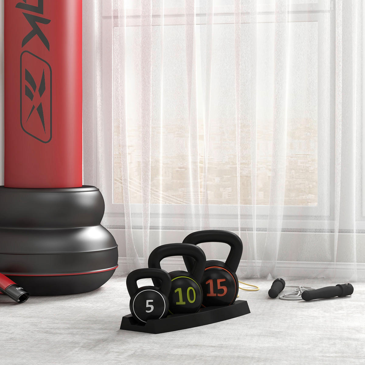 SPORTNOW Kettlebell schwarz Kunststoff B/H/L: ca. 18x24x18 cm Kettlebell-Set 3tlg. - schwarz (18,00/18,00/24,00cm) - SPORTNOW